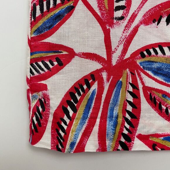 J. Crew Factory XS Tropical Leaf Print Linen Cotton Blend Top Short Sleeves - Picture 5 of 10